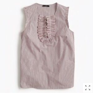 J Crew Margot burgundy and white striped sleeveless blouse size 2